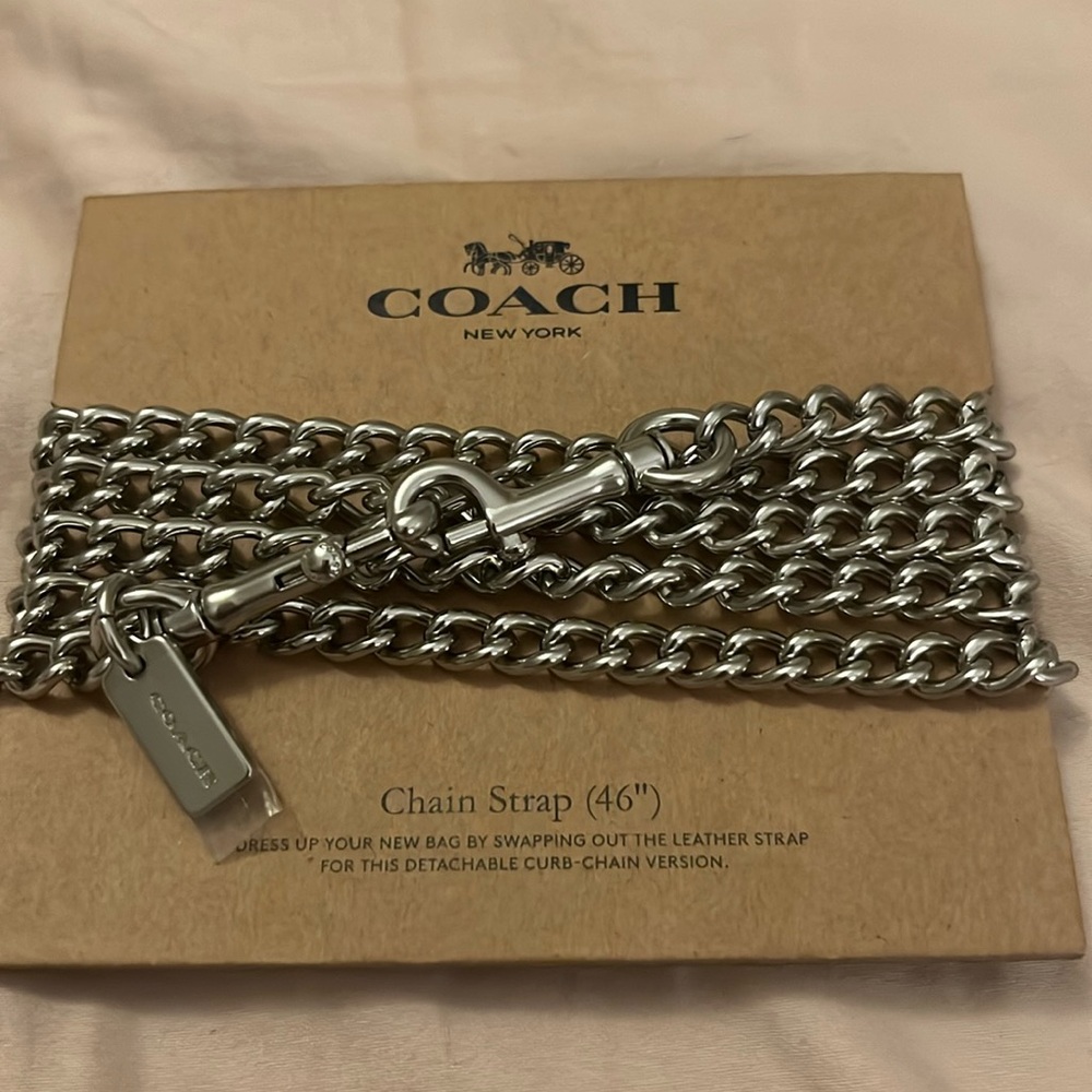 Coach 46 inch silver chain strap/NWOT